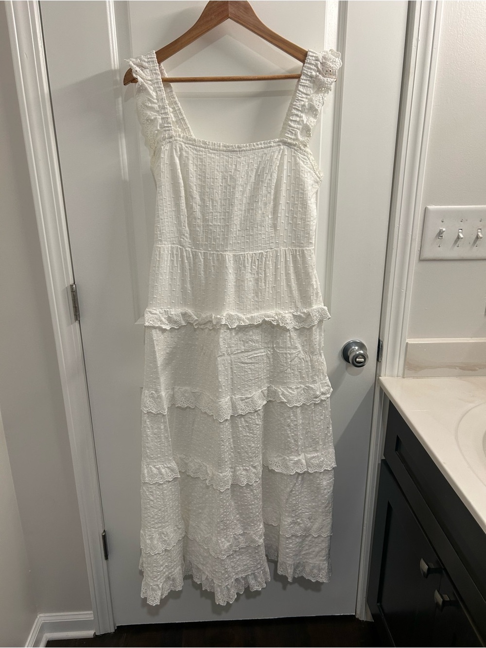 Lost + Wander Tiered White Lace Dress Sz L